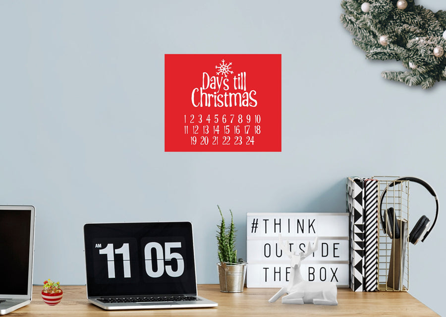 Christmas:  Remaining Days Calendar Dry Erase        -   Removable     Adhesive Decal