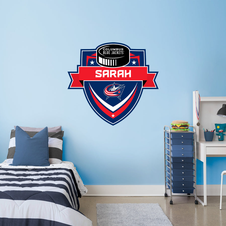 Columbus Blue Jackets - Badge - With Personalized Name - Official NHL - Vinyl Transfer Decal