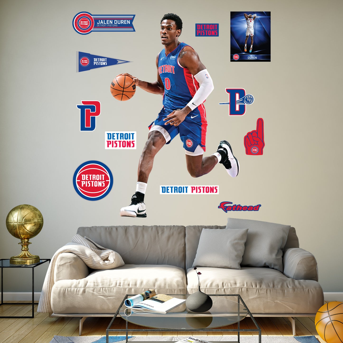 Jalen Duren - RealBig Collection - Official NBA - Detroit Pistons - Reusable Vinyl Wall Decals