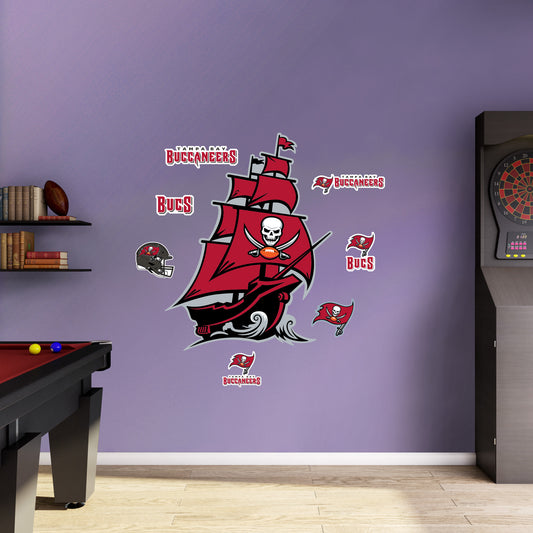 Tampa Bay Buccaneers:   Pirate Ship Logo        - Officially Licensed NFL Removable     Adhesive Decal