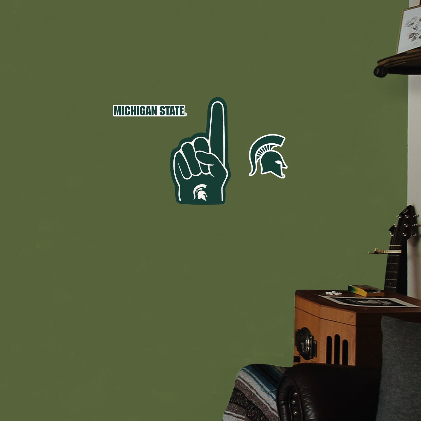 Michigan State Spartans:    Foam Finger        - Officially Licensed NCAA Removable     Adhesive Decal