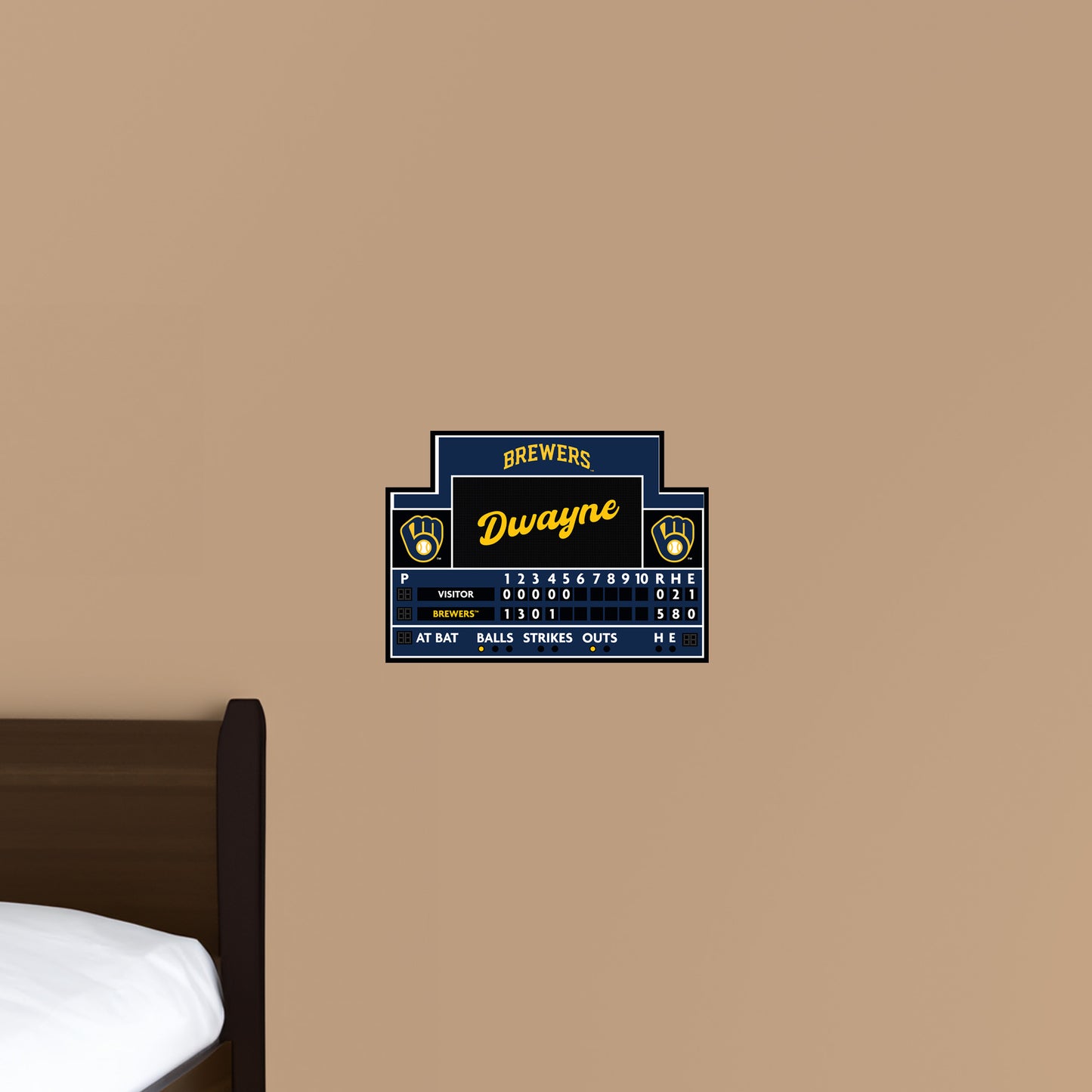 Milwaukee Brewers: Scoreboard Personalized Name        - Officially Licensed MLB Removable     Adhesive Decal