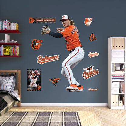 Baltimore Orioles: Gunnar Henderson 2023 Fielding        - Officially Licensed MLB Removable     Adhesive Decal