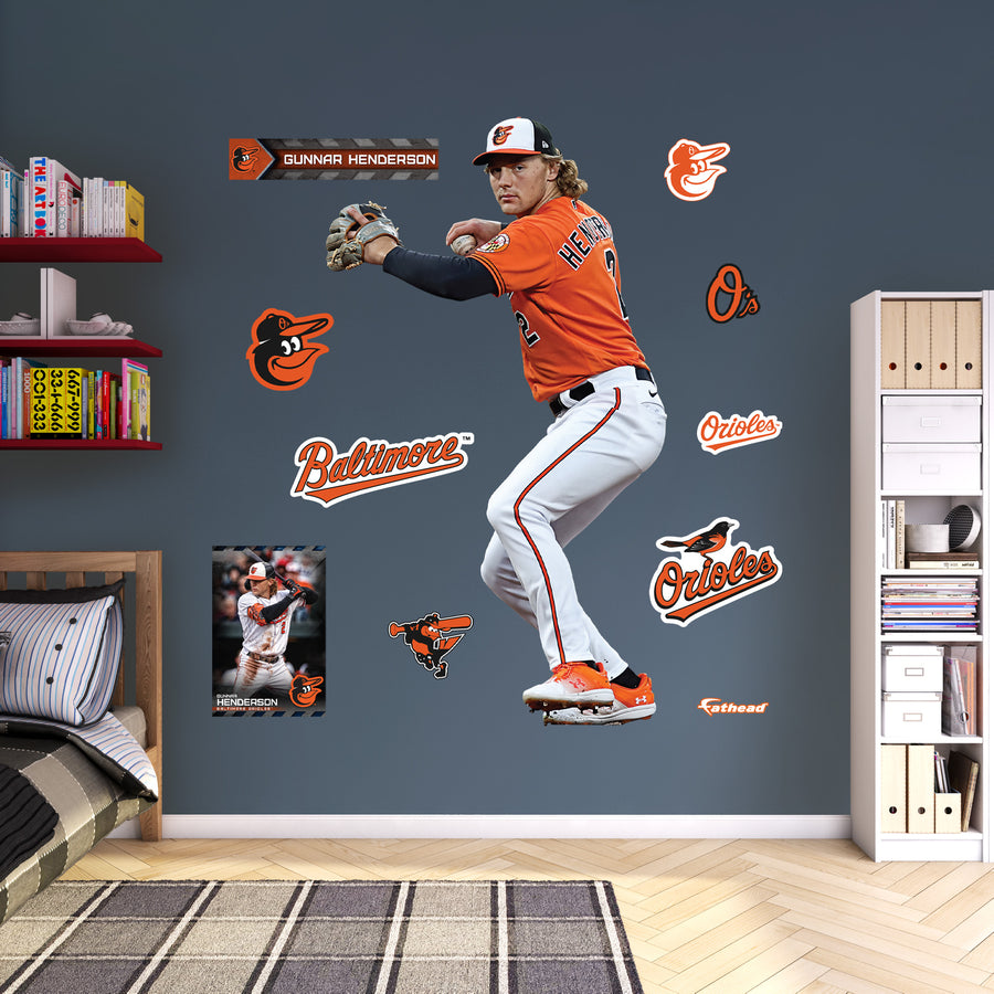 Gunnar Henderson - RealBig Fielding Collection - Official MLB - Baltimore Orioles - Reusable Vinyl Wall Decals