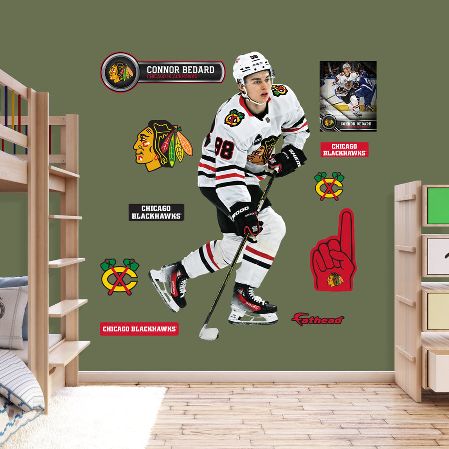 Connor Bedard - RealBig Away Collection - Official NHL - Chicago Blackhawks - Reusable Vinyl Wall Decals