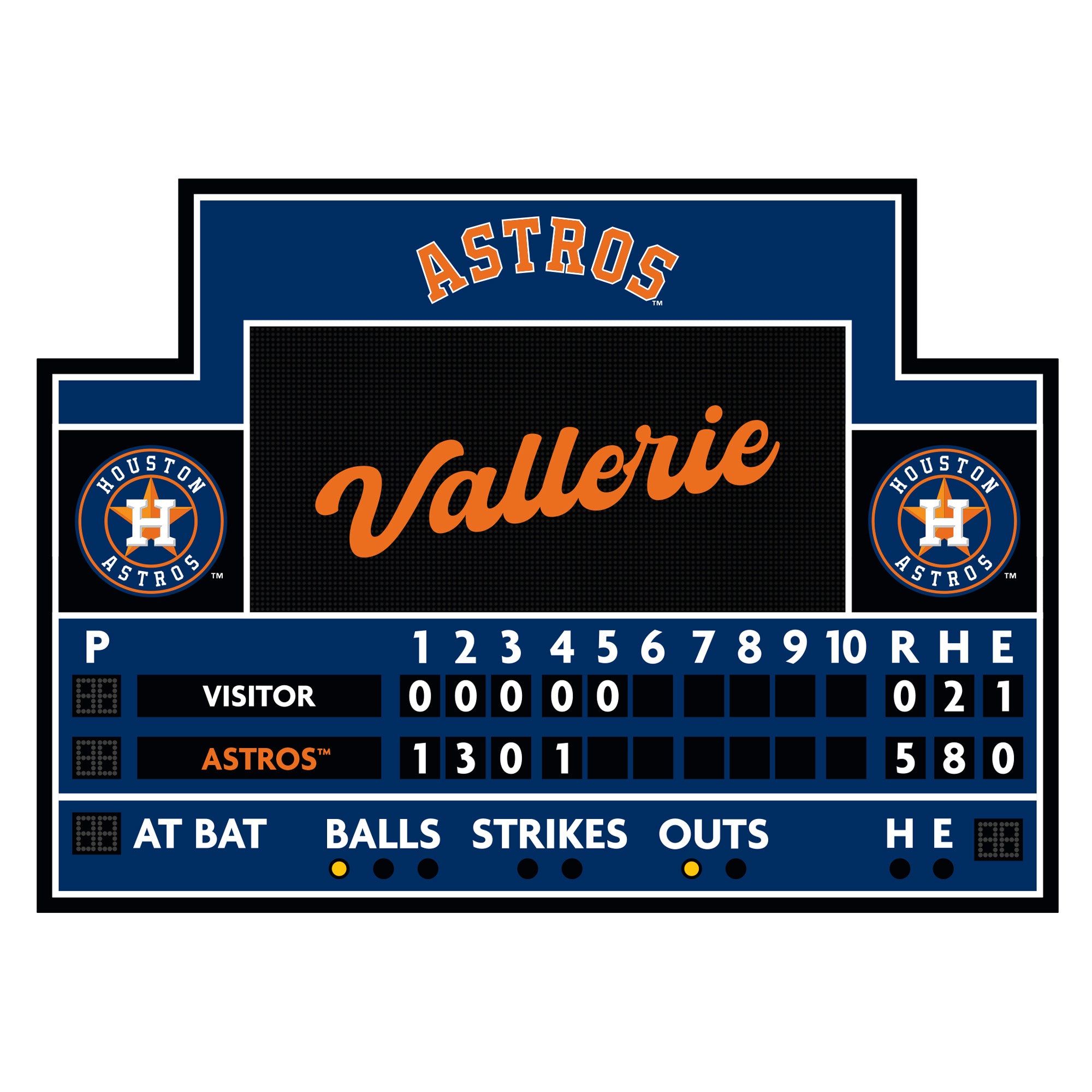 Houston Astros - Scoreboard Graphic - With Personalized Name - Officia ...