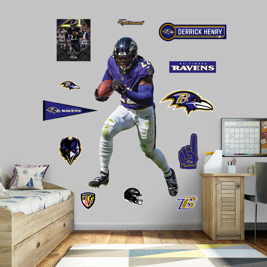 Derrick Henry - RealBig Rush Collection - Official NFL - Baltimore Ravens - Reusable Vinyl Wall Decals