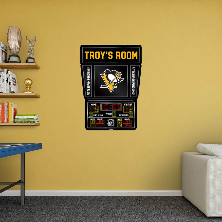Pittsburgh Penguins - Scoreboard Graphic - With Personalized Name - Official NHL - Vinyl Transfer Decal