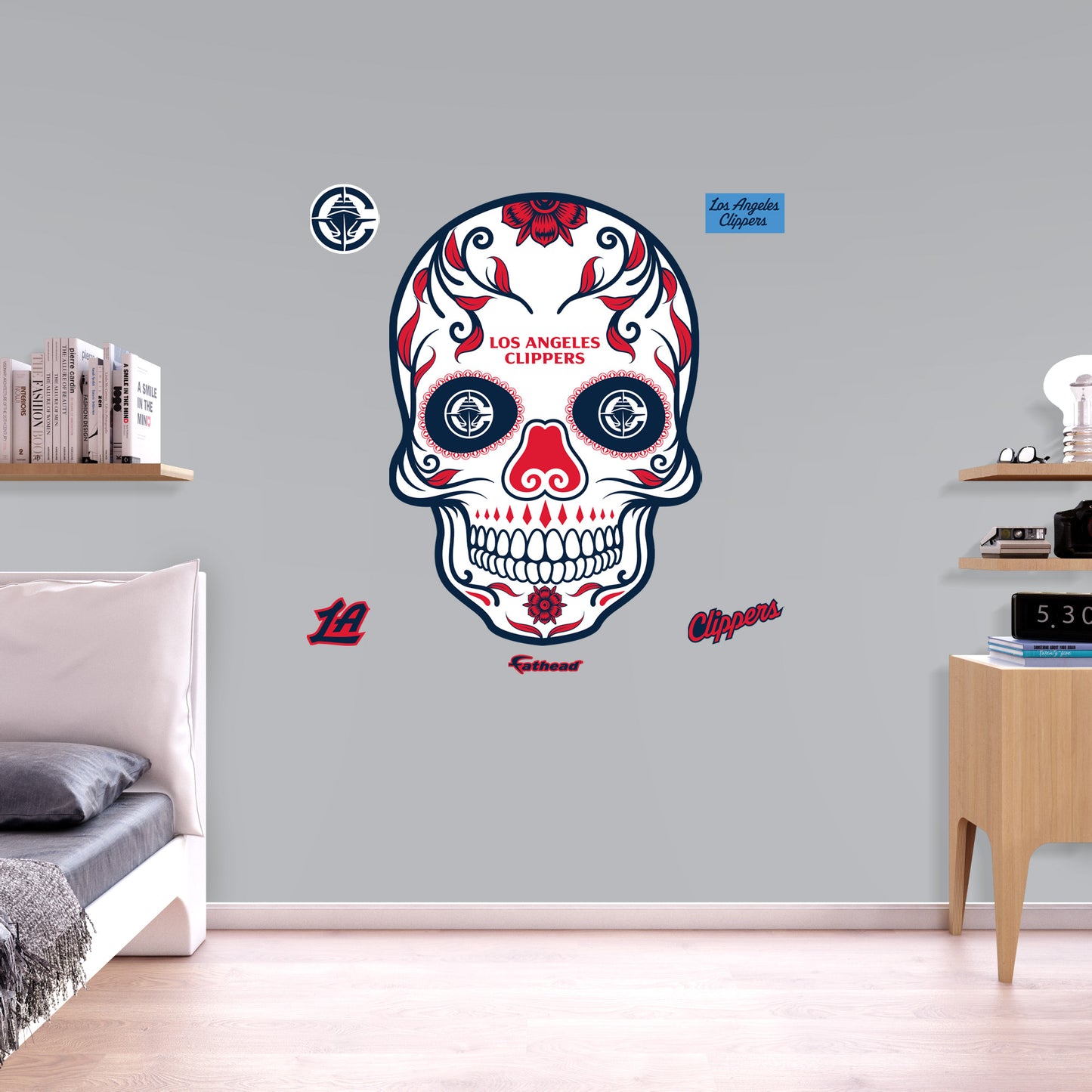 Los Angeles Clippers - RealBig Sugar Skull Collection - Official NBA - Reusable Vinyl Wall Decals