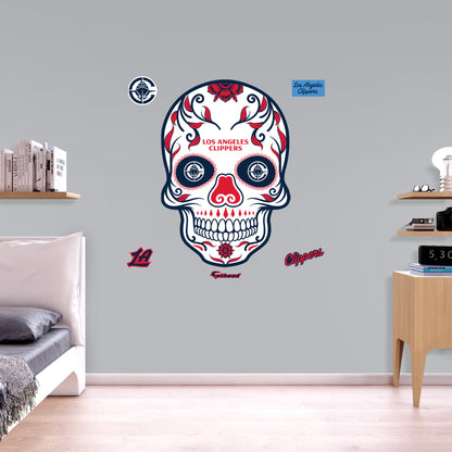 Los Angeles Clippers - RealBig Sugar Skull Collection - Official NBA - Reusable Vinyl Wall Decals