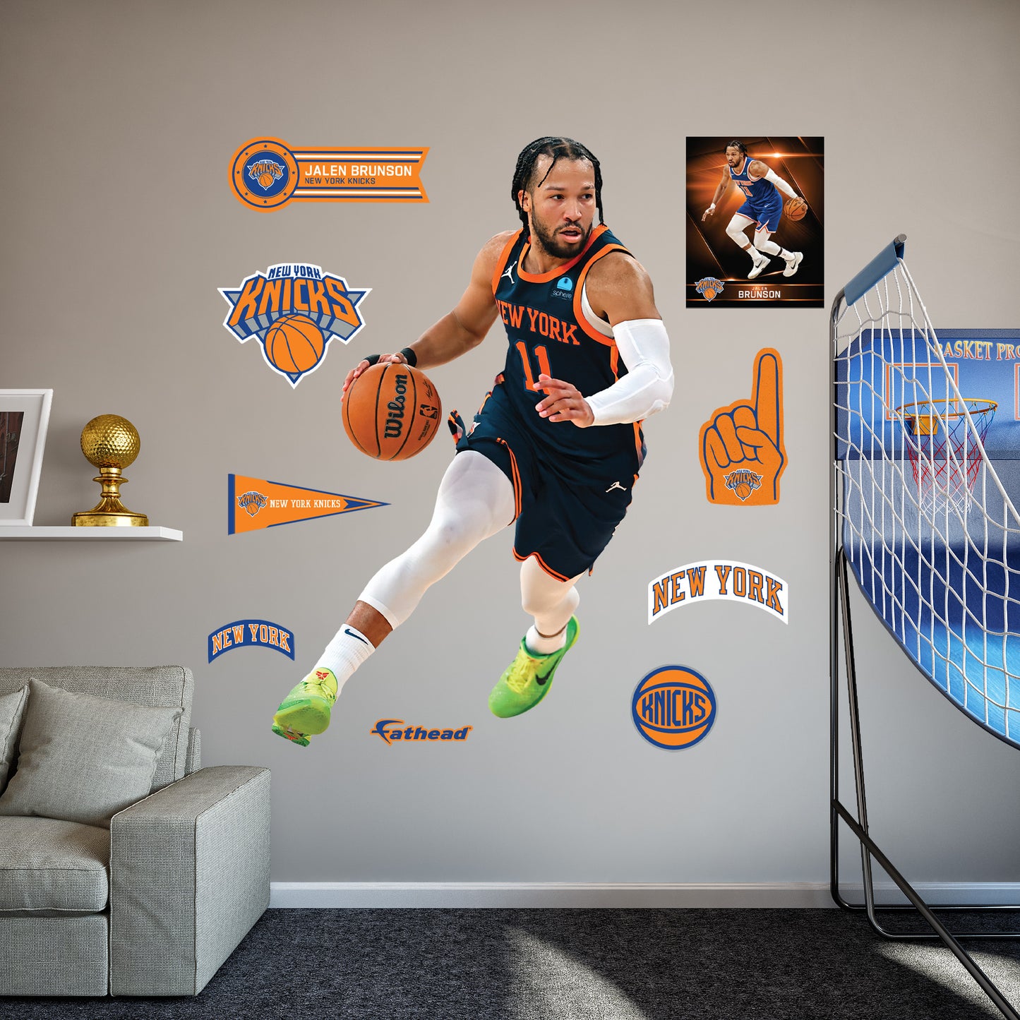 Jalen Brunson - RealBig Statement Jersey Collection - Official NBA - New York Knicks - Reusable Vinyl Wall Decals