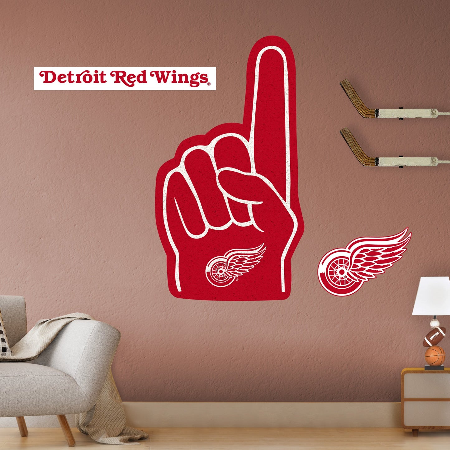Detroit Red Wings:    Foam Finger        - Officially Licensed NHL Removable     Adhesive Decal