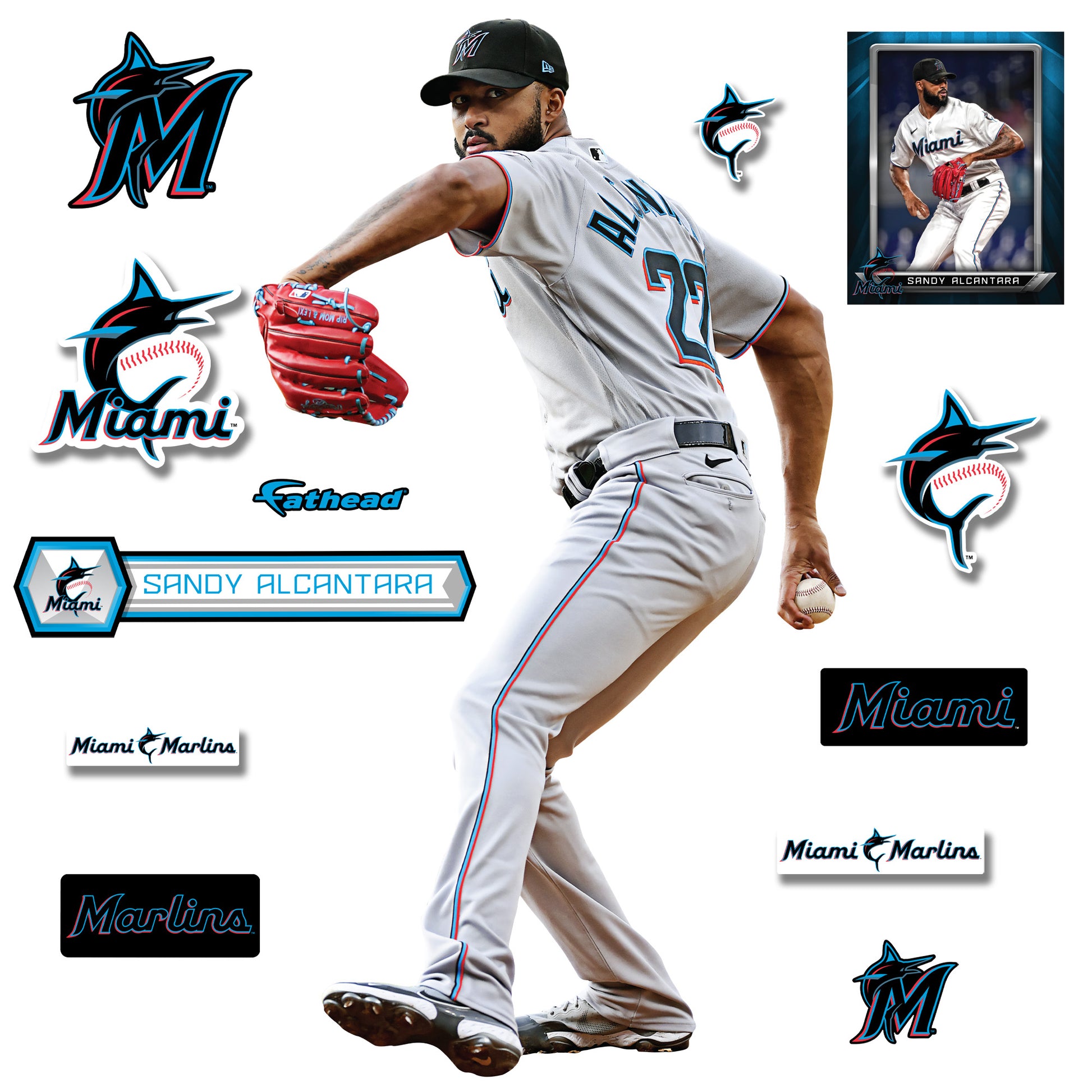 Miami Marlins: Sandy Alcantara 2023 - Officially Licensed MLB Removable  Adhesive Decal