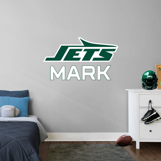 New York Jets:  Stacked Personalized Name White Text PREMASK        - Officially Licensed NFL Removable     Adhesive Decal
