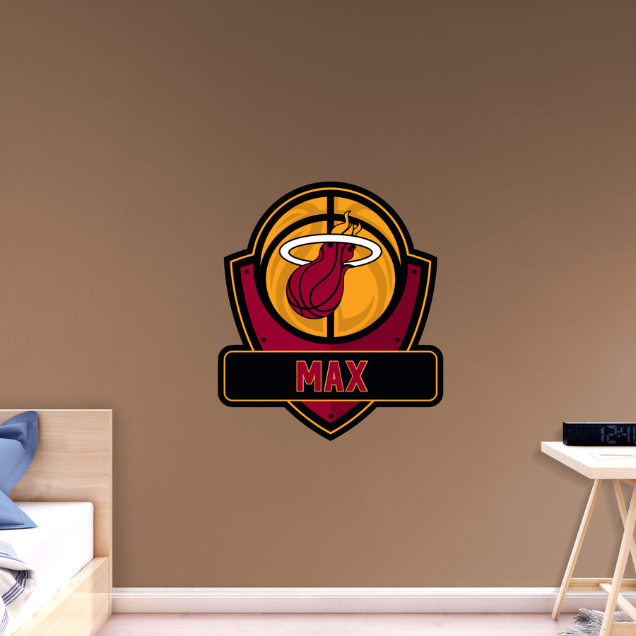 Miami Heat - Badge - With Personalized Name - Official NBA - Vinyl Transfer Decal