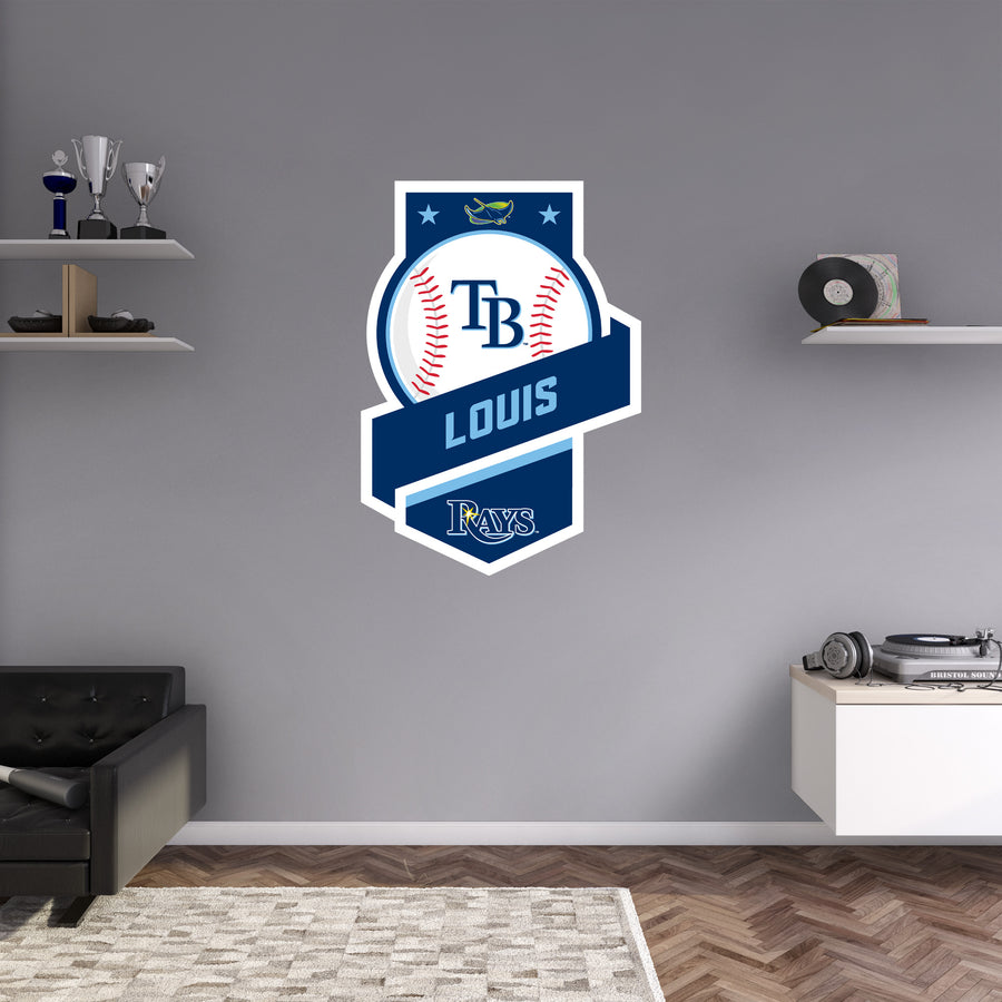 Tampa Bay Rays - Banner Logo - With Personalized Name - Official MLB - Vinyl Transfer Decal