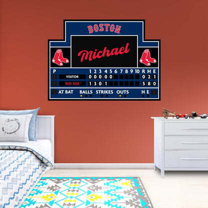 Boston Red Sox: Scoreboard Personalized Name        - Officially Licensed MLB Removable     Adhesive Decal