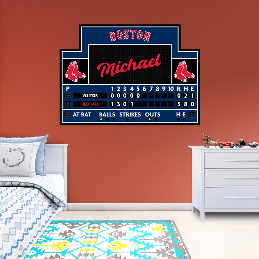 Boston Red Sox - Scoreboard Graphic - With Personalized Name - Official MLB - Vinyl Transfer Decal
