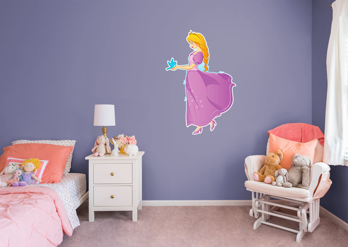 Nursery: Princess Princess with Dove Character        -   Removable Wall   Adhesive Decal