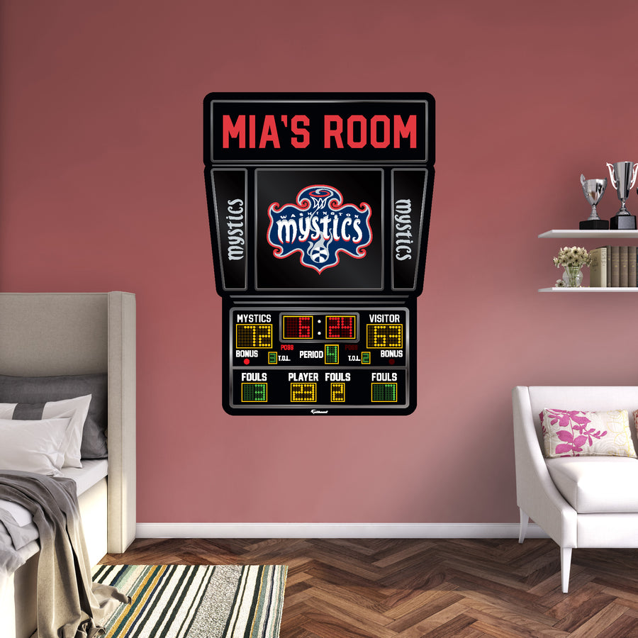Washington Mystics - Scoreboard Graphic - With Personalized Name - Official WNBA - Vinyl Transfer Decal