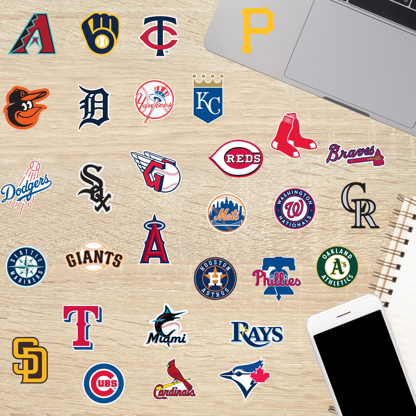 Minis Logo Collection        - Officially Licensed MLB Removable     Adhesive Decal