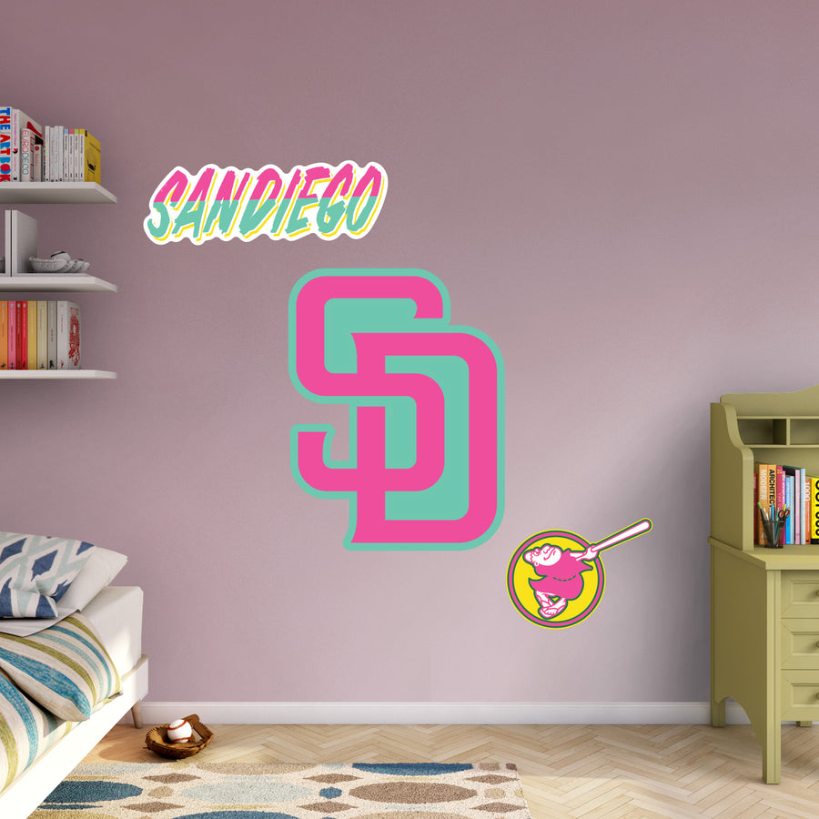 SD City Connect Logo - RealBig Collection - Official MLB - San Diego Padres - Reusable Vinyl Wall Decals