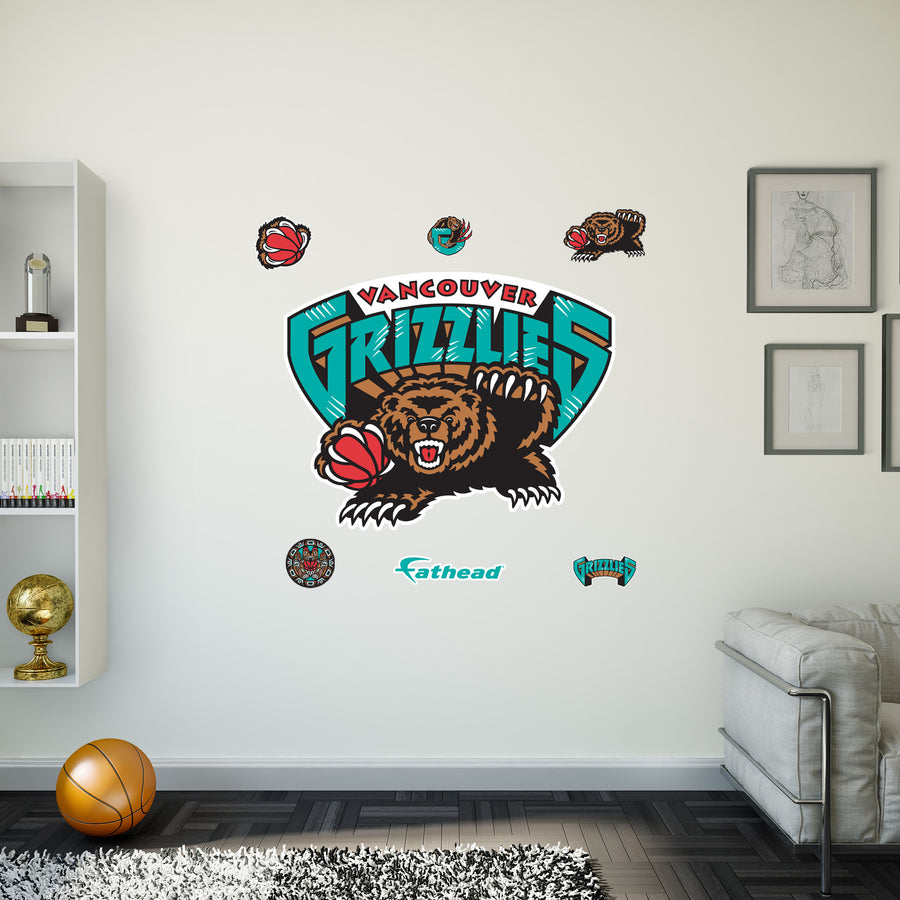 Vancouver Grizzlies - RealBig Classic Logo Collection - Official NBA - Reusable Vinyl Wall Decals