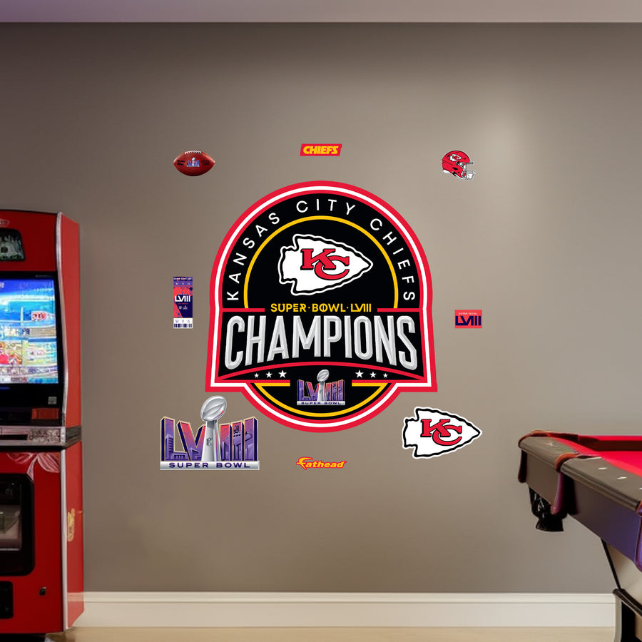 Super Bowl LVIII Champions Logo - RealBig Collection - Official NFL - Kansas City Chiefs - Reusable Vinyl Wall Decals