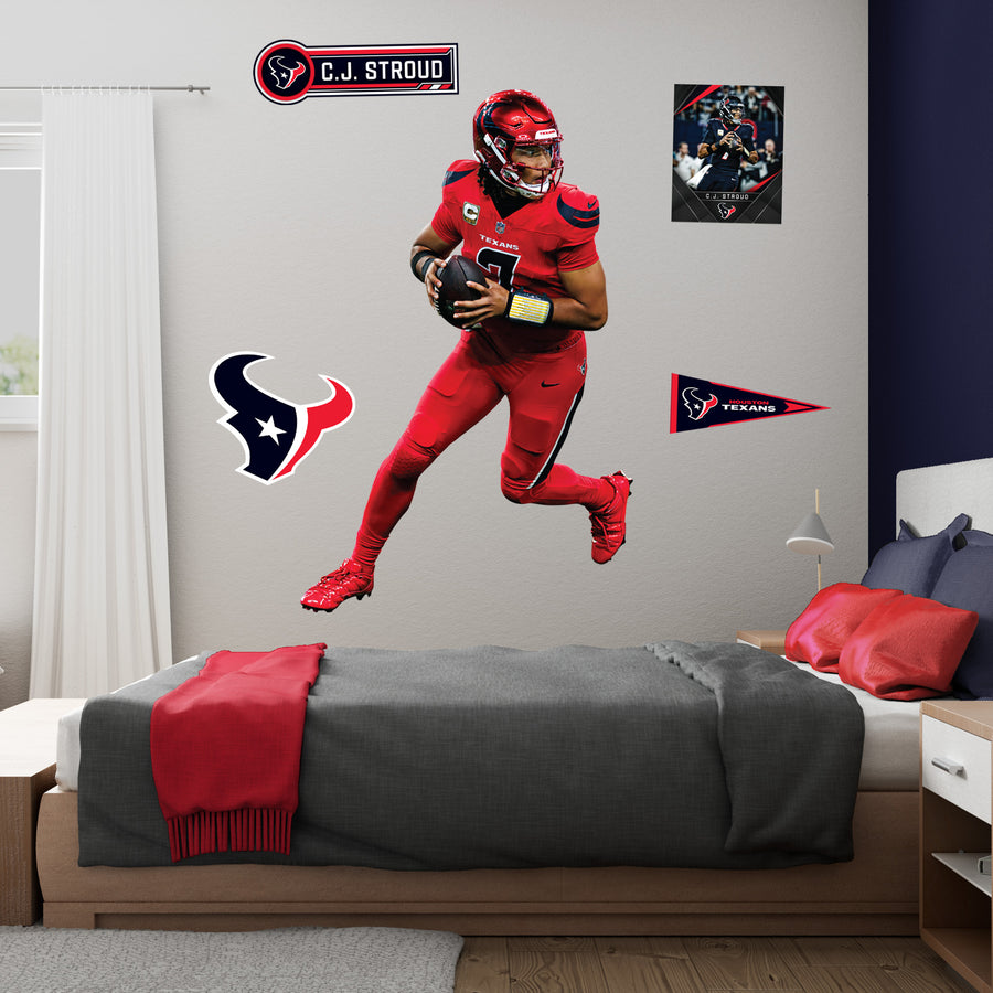 C.J. Stroud - Realbig Battle Red Collection - Official NFL - Houston Texans - Reusable Vinyl Wall Decals