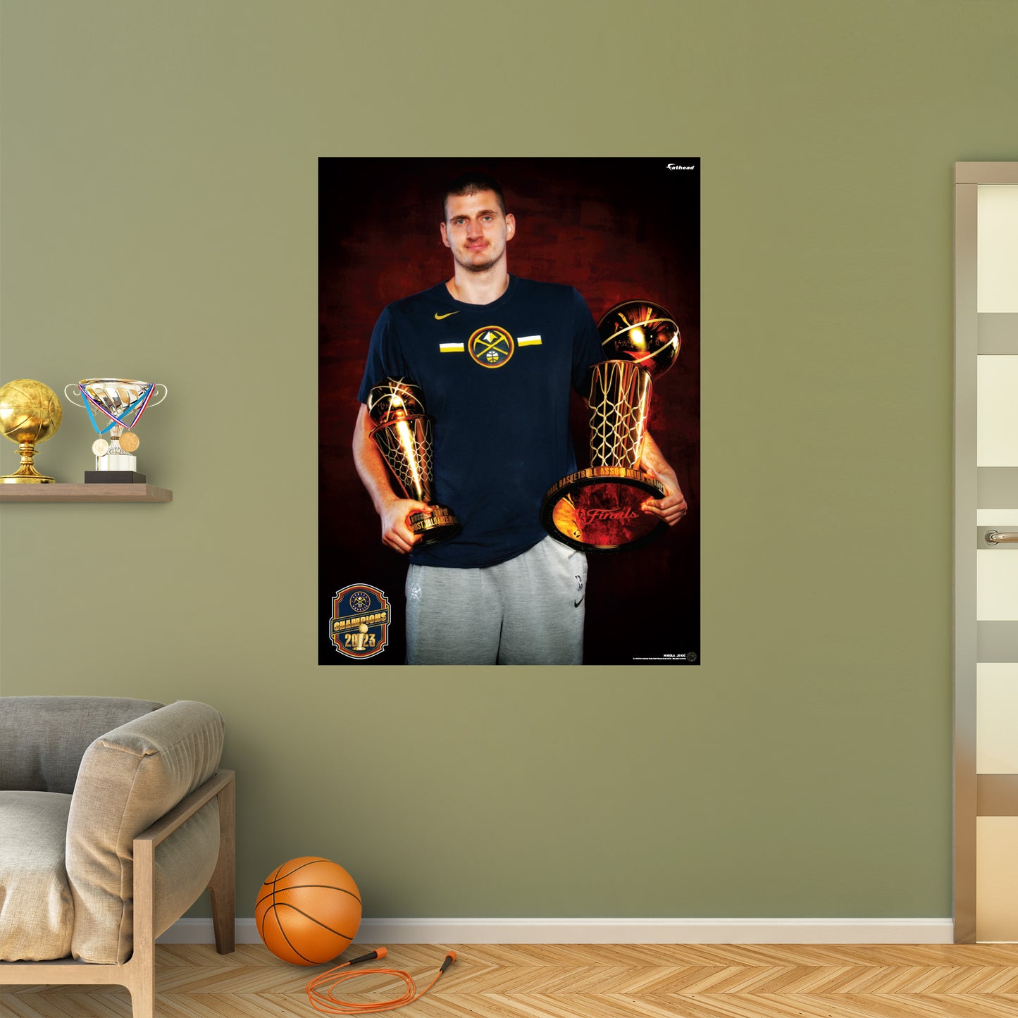 Denver Nuggets: Nikola Jokić 2023 Trophies Poster        - Officially Licensed NBA Removable     Adhesive Decal