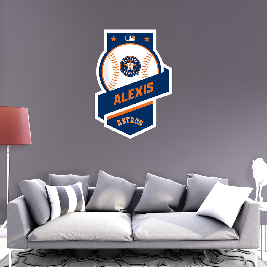 Houston Astros - Banner Logo - With Personalized Name - Official MLB - Vinyl Transfer Decal