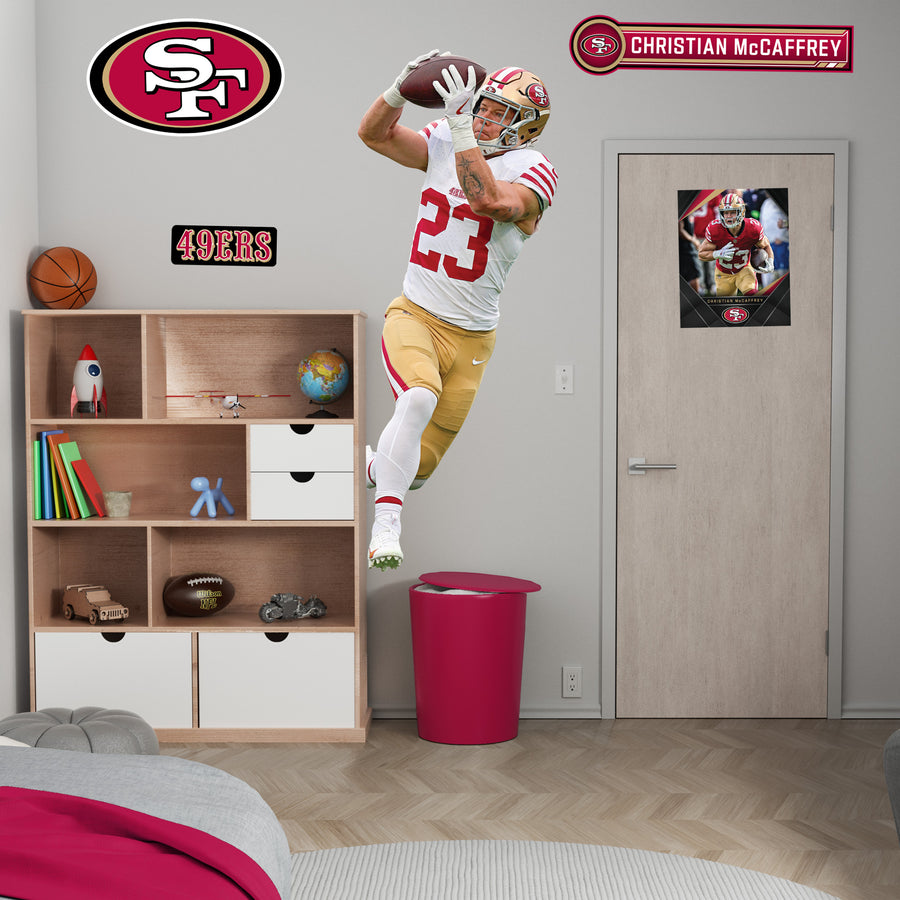 Christian McCaffrey - Realbig Catch Collection - Official NFL - San Francisco 49ers - Reusable Vinyl Wall Decals