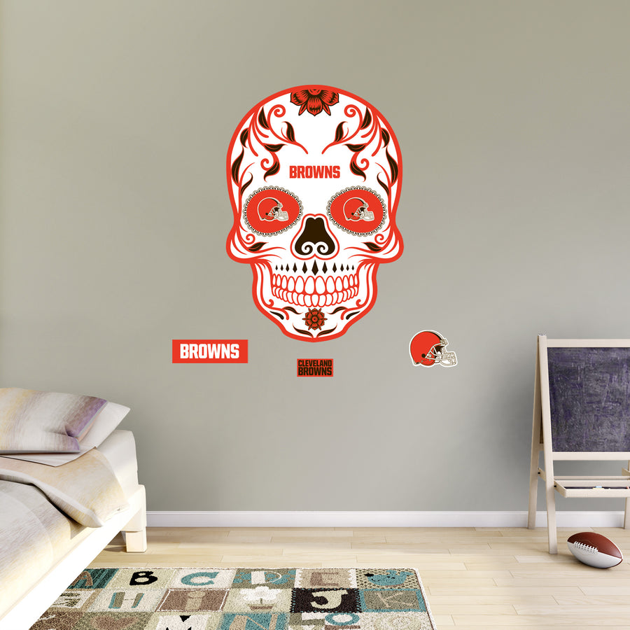 Cleveland Browns - RealBig Sugar Skull Collection - Official NFL - Reusable Vinyl Wall Decals