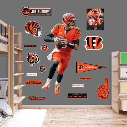 Joe Burrow - RealBig Orange Out Collection - Official NFL - Cincinnati Bengals - Reusable Vinyl Wall Decals