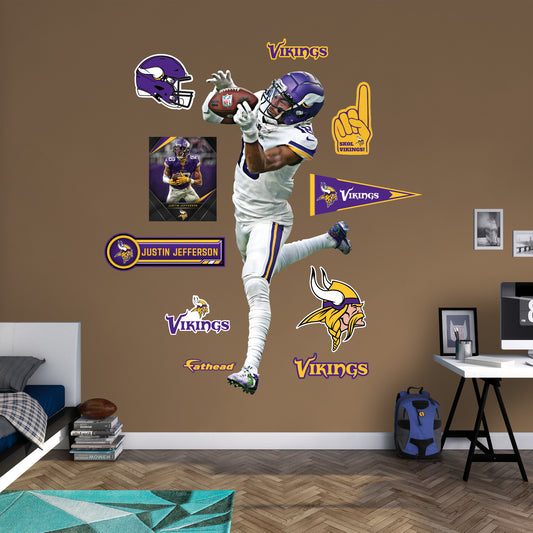 Minnesota Vikings: Justin Jefferson Catch        - Officially Licensed NFL Removable     Adhesive Decal