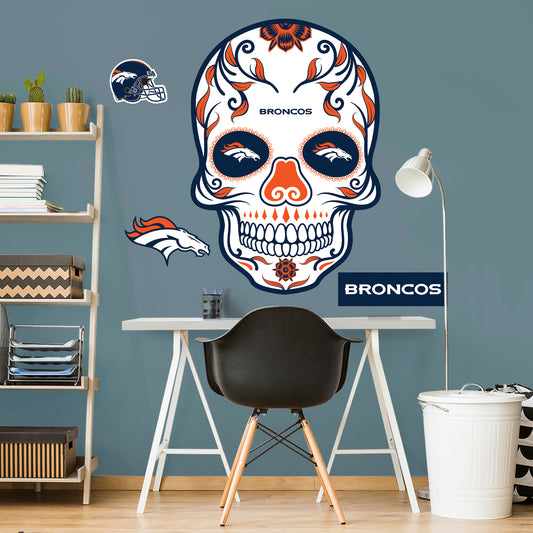 Denver Broncos:   Skull        - Officially Licensed NFL Removable     Adhesive Decal