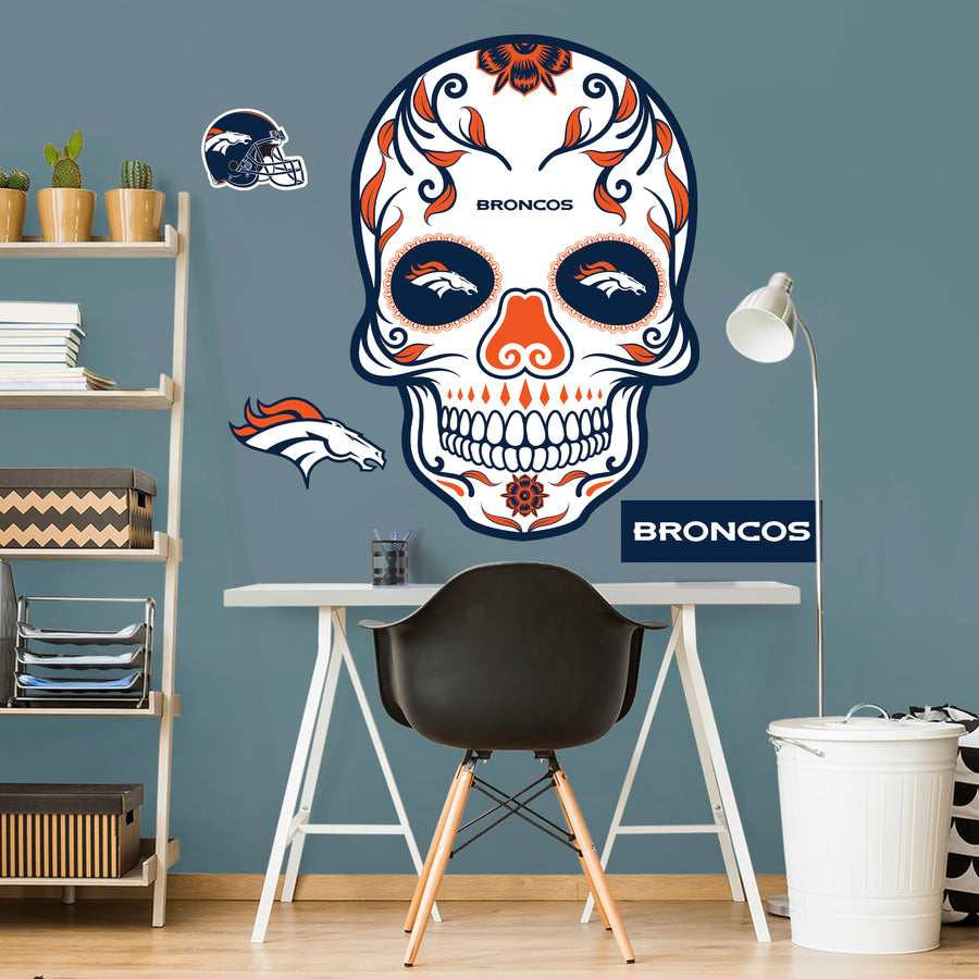 Denver Broncos - RealBig Skull Collection - Official NFL - Reusable Vinyl Wall Decals