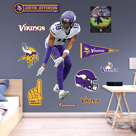 Minnesota Vikings: Justin Jefferson Away Griddy        - Officially Licensed NFL Removable     Adhesive Decal