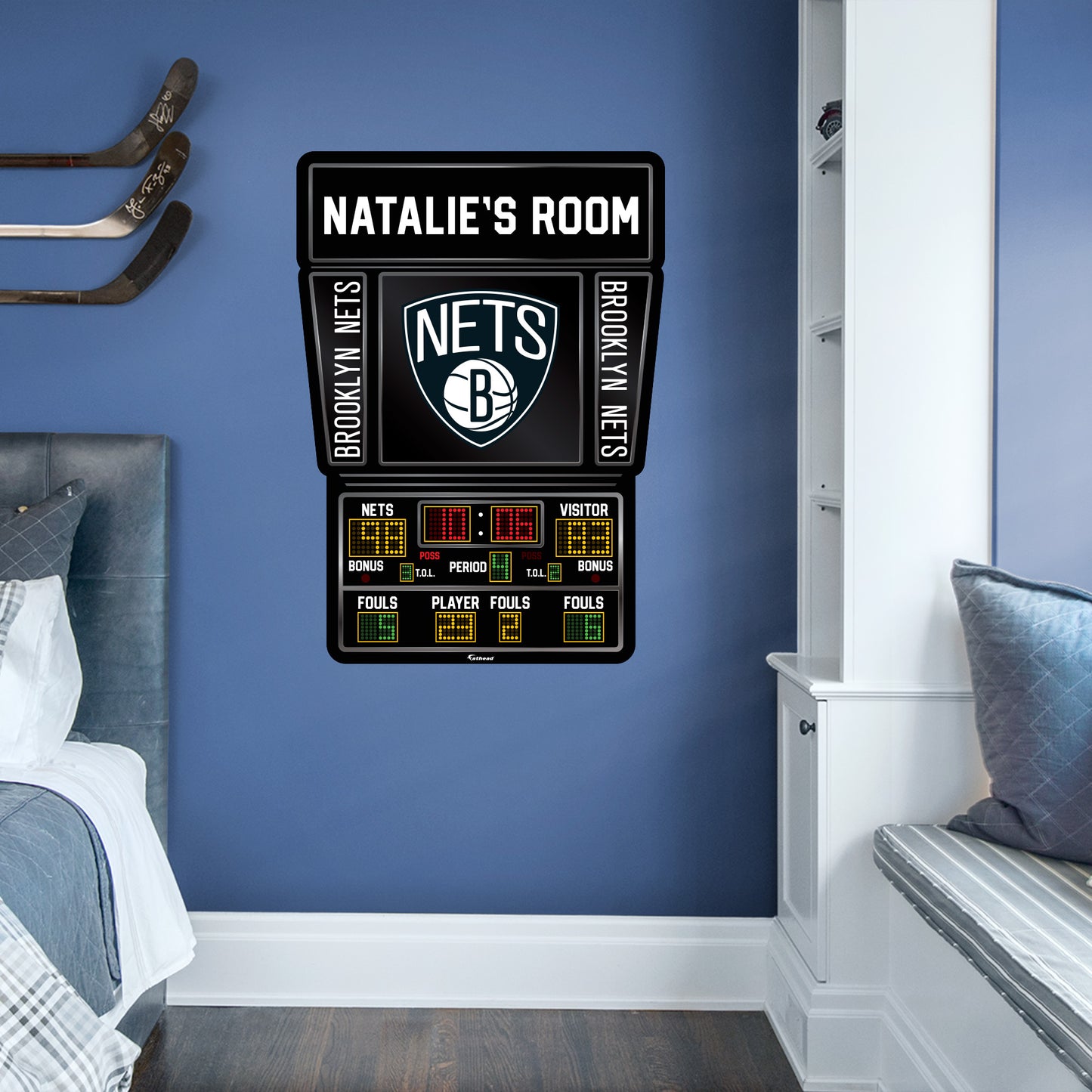 Brooklyn Nets:  2023 Scoreboard Personalized Name        - Officially Licensed NBA Removable     Adhesive Decal