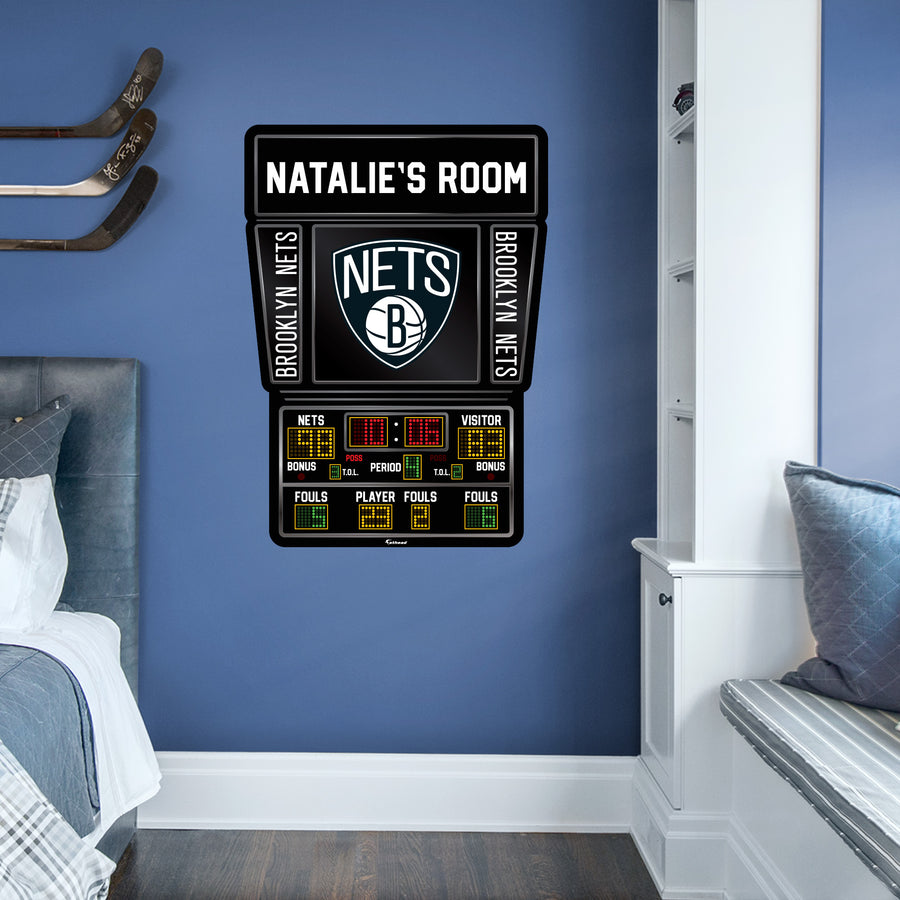 Brooklyn Nets - Scoreboard Graphic - With Personalized Name - Official NBA - Vinyl Transfer Decal