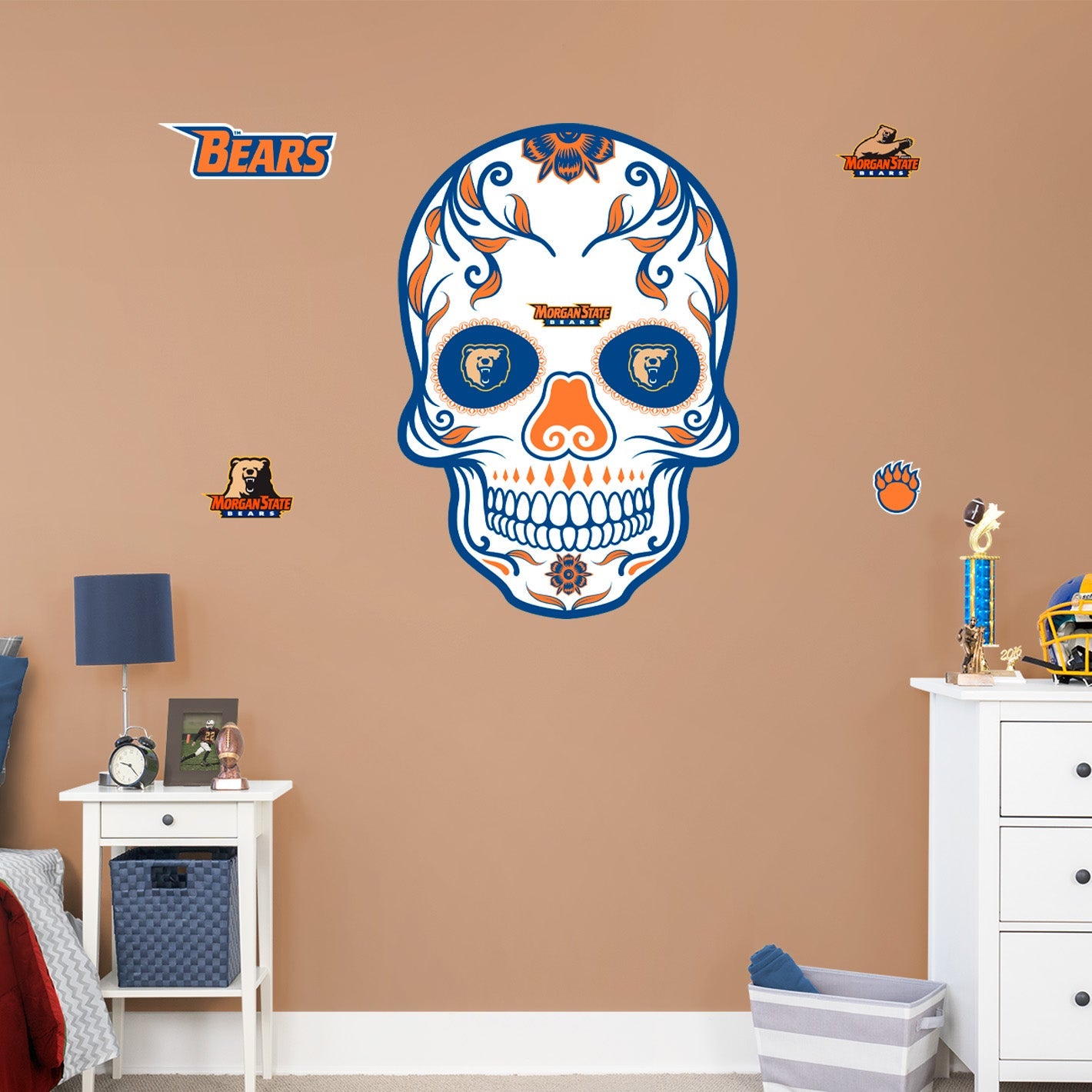 Morgan State Bears:   Skull        - Officially Licensed NCAA Removable     Adhesive Decal