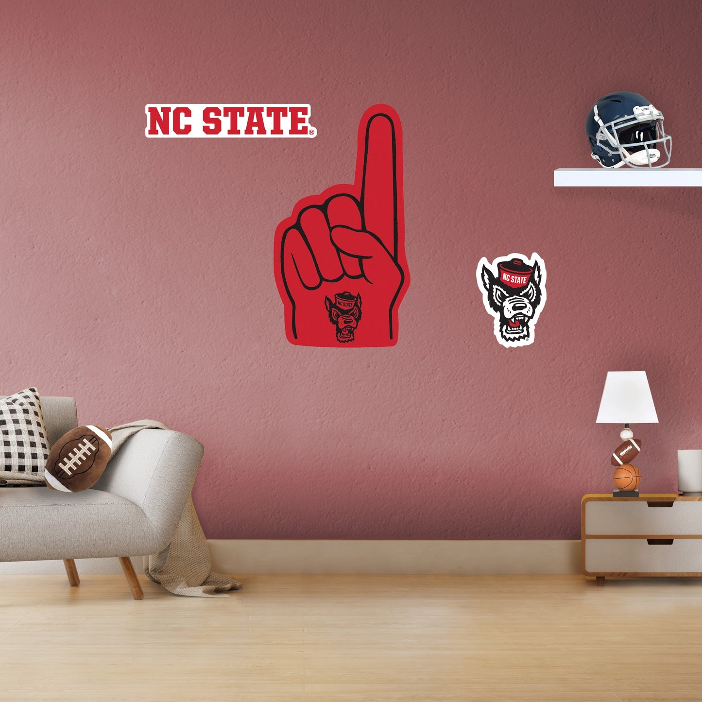 North Carolina State Wolfpack - RealBig Foam Finger Collection - Official NCAA - Reusable Vinyl Wall Decals