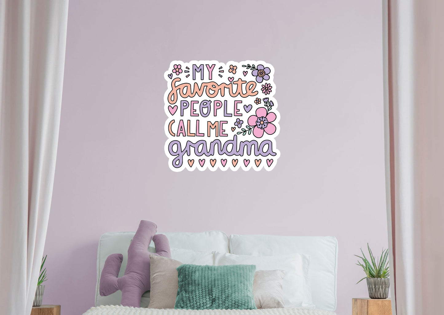 My Favorite People Call Me Grandma Floral        - Officially Licensed Big Moods Removable     Adhesive Decal