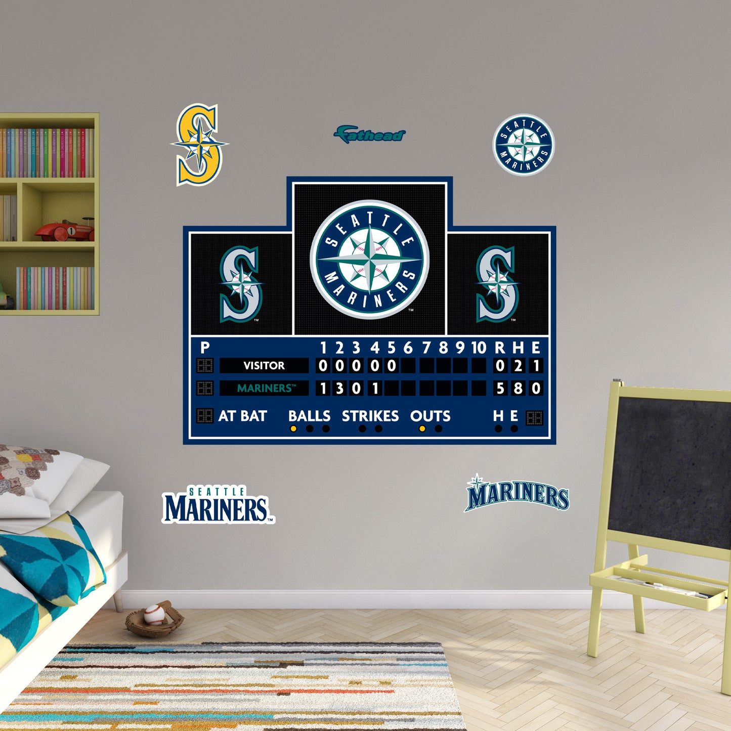 Seattle Mariners:  Scoreboard        - Officially Licensed MLB Removable     Adhesive Decal