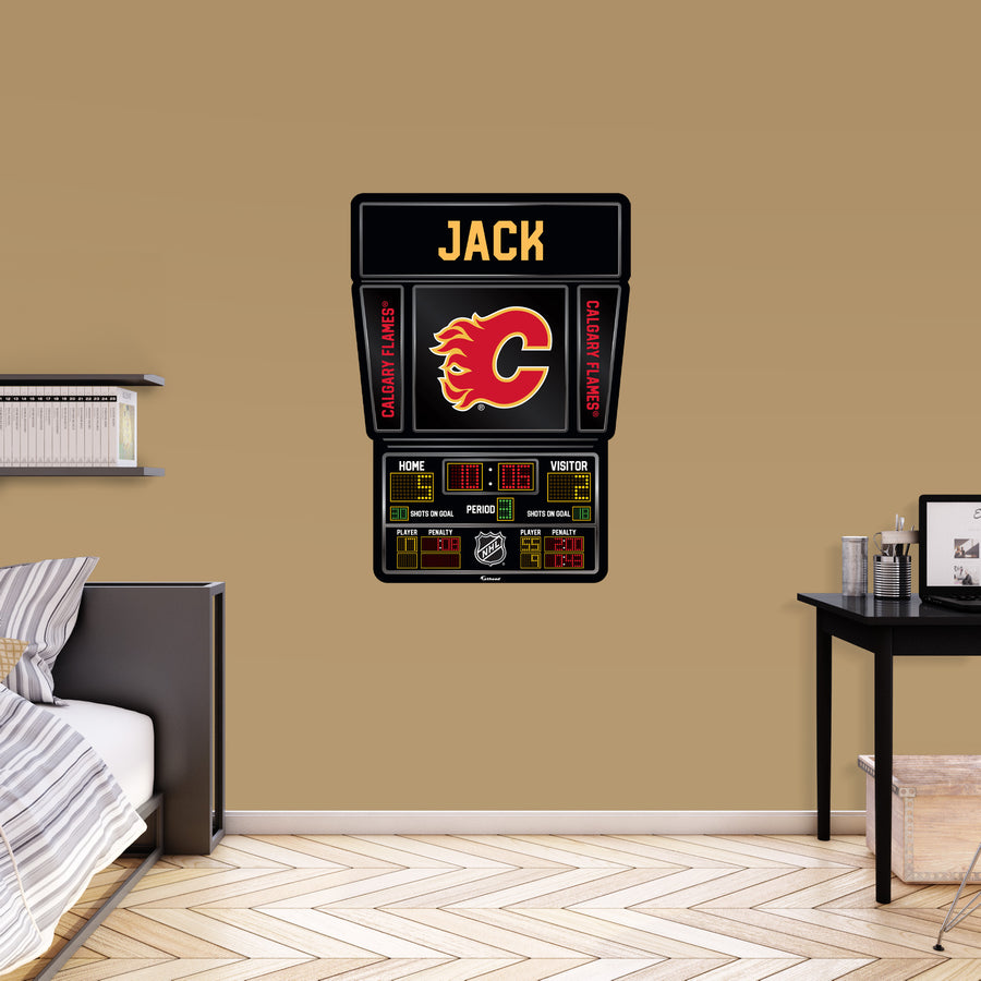 Calgary Flames - Scoreboard Graphic - With Personalized Name - Official NHL - Vinyl Transfer Decal