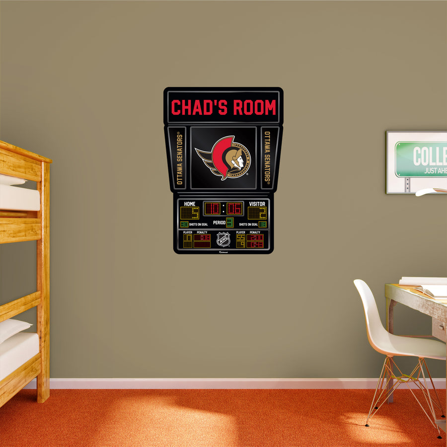 Ottawa Senators - Scoreboard Graphic - With Personalized Name - Official NHL - Vinyl Transfer Decal