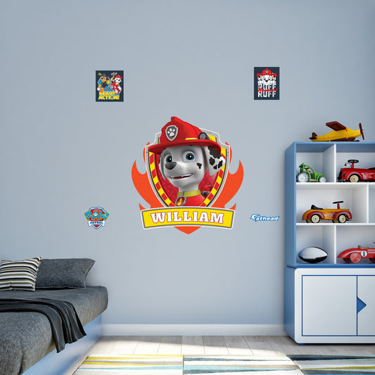 Paw Patrol: Marshall Personalized Name Icon        - Officially Licensed Nickelodeon Removable     Adhesive Decal