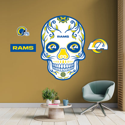 Los Angeles Rams - RealBig Skull Collection - Official NFL - Reusable Vinyl Wall Decals