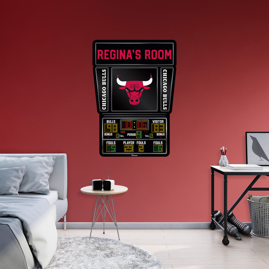 Chicago Bulls - Scoreboard Graphic - With Personalized Name - Official NBA - Vinyl Transfer Decal