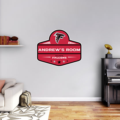 Atlanta Falcons:   Badge Personalized Name        - Officially Licensed NFL Removable     Adhesive Decal